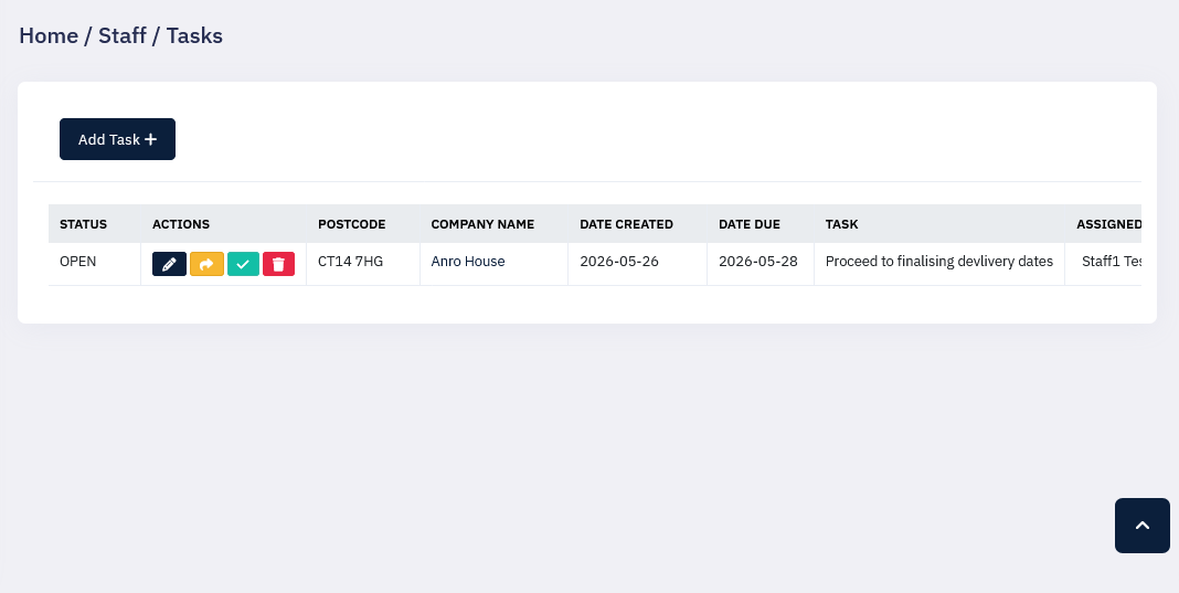 Tasks screen screenshot